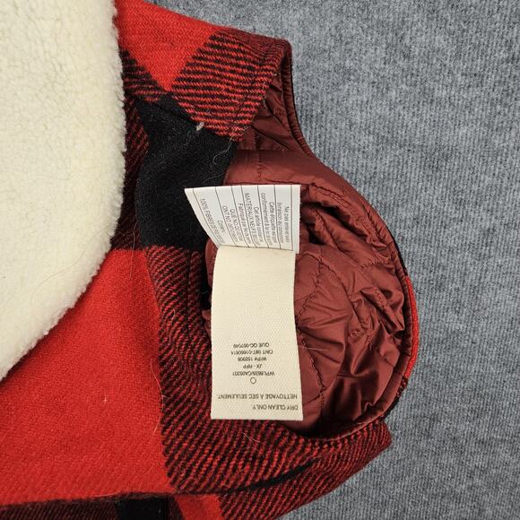 Vintage Woolrich Vest Womens Large Buffalo Plaid Sherpa Collar Wool Western - Picture 7 of 8